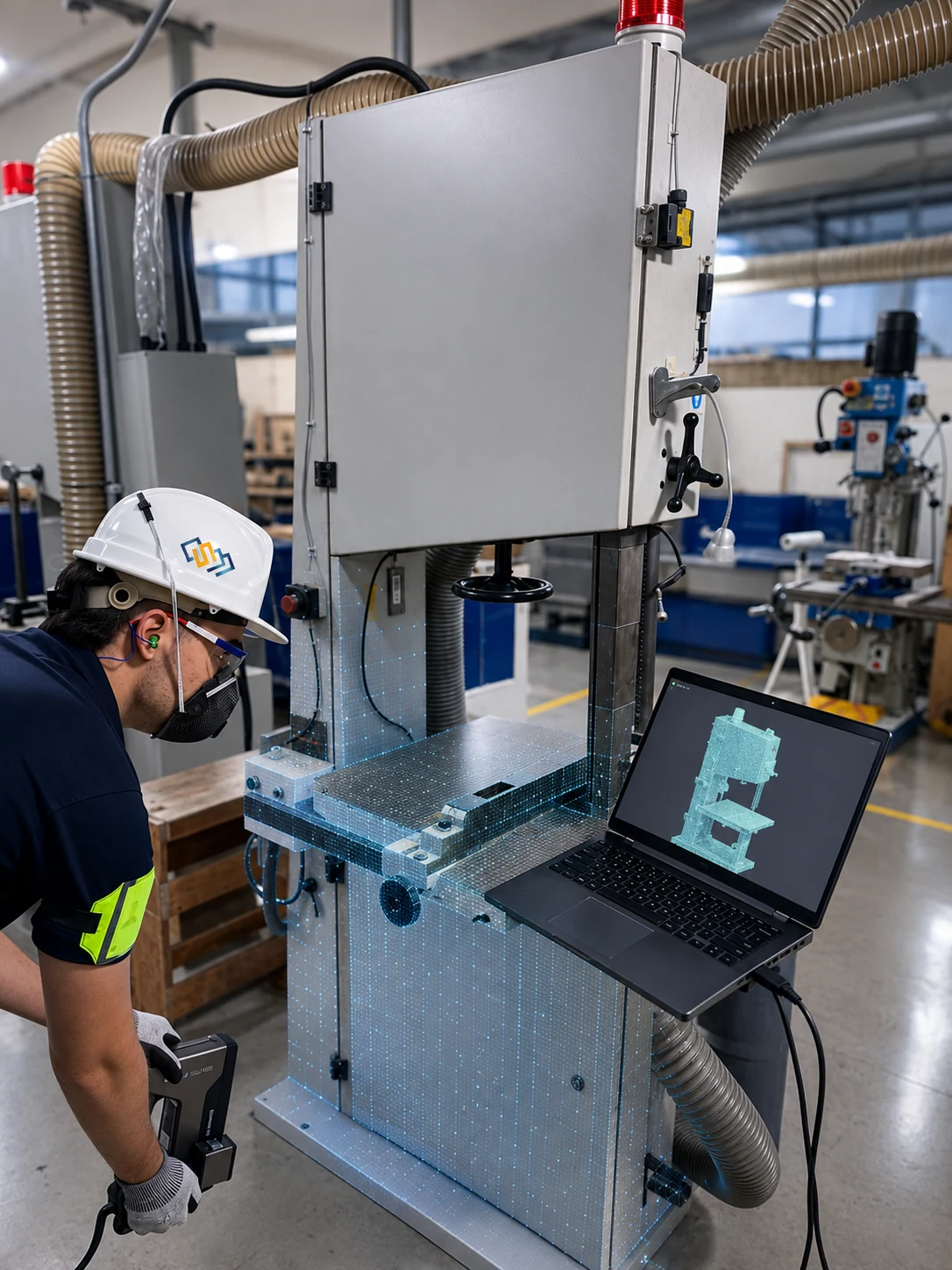 Escaneo 3D de una máquina industrial realizado por CYSM